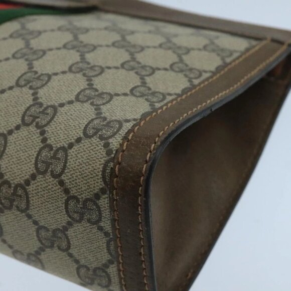 GUCCI GG Supreme Web Sherry Line Clutch Bag PVC Beige 001 014 2125 Auth bs20684 - Picture 7 of 16